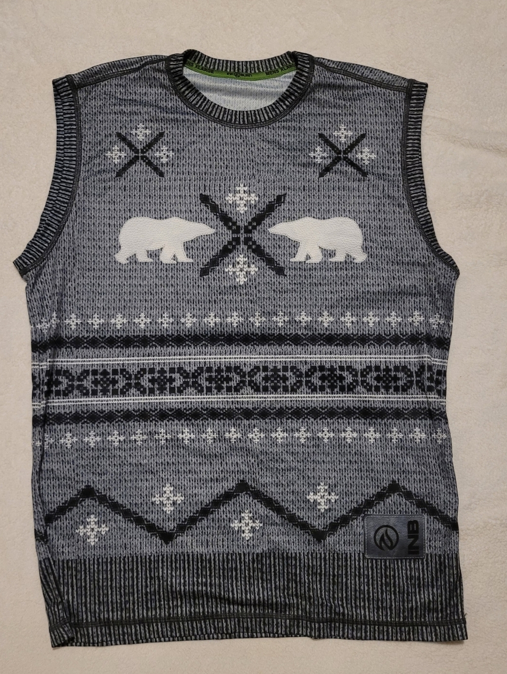 InkBurn Mens Polar Bear Sweater Vest Performance Tech Shirt XL